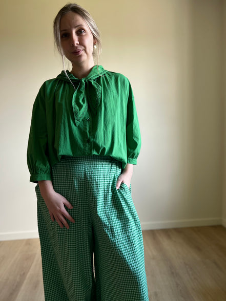 Sailor collar blouse green