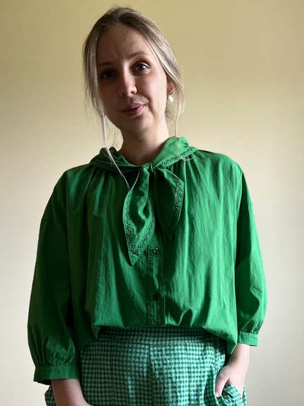 Sailor collar blouse green