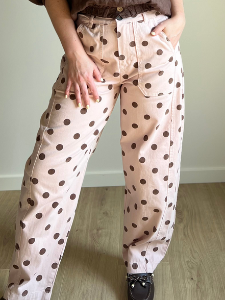 Barrel pants polka dots pink