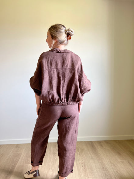 Linen jacket moka