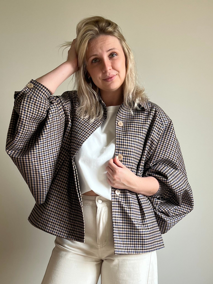 Checked jacket blue / beige