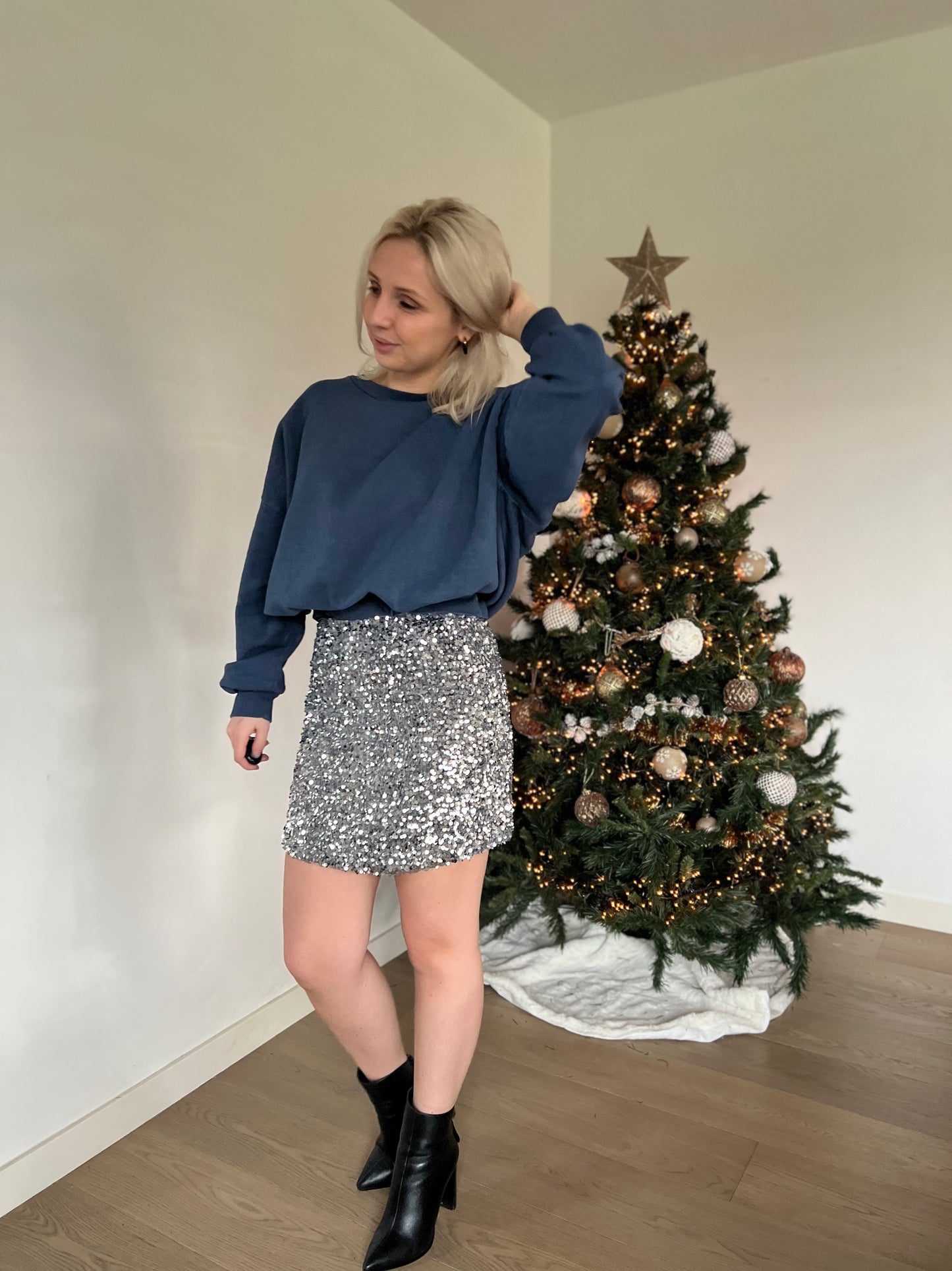 Sequin skirt grey