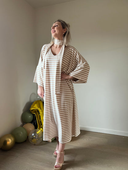 Striped dress beige