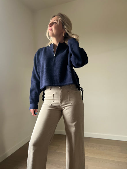 Cropped wijde broek beige