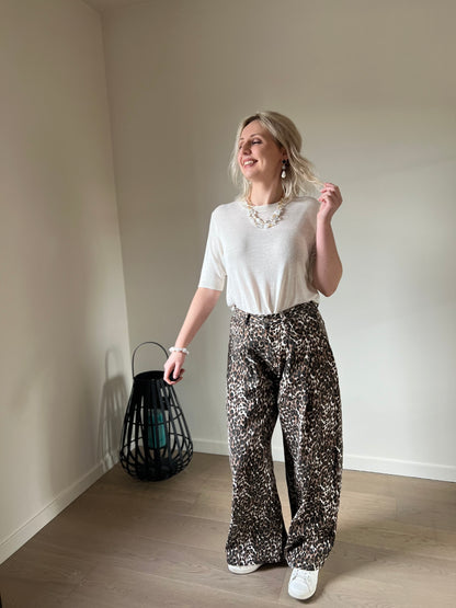 Leopard wide pants