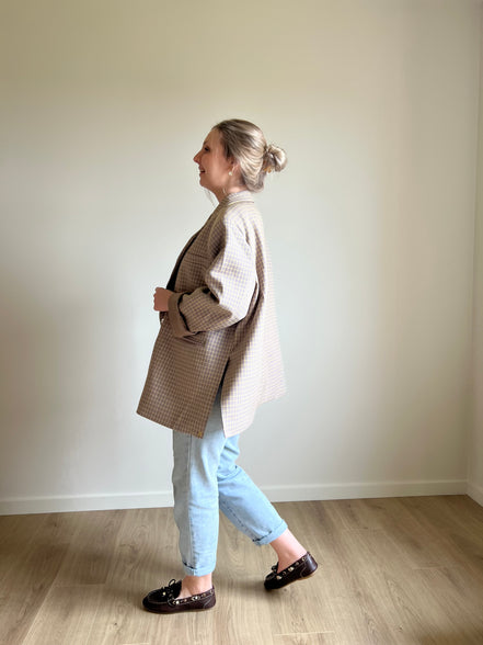 Oversized Checked Blazer taupe / yellow