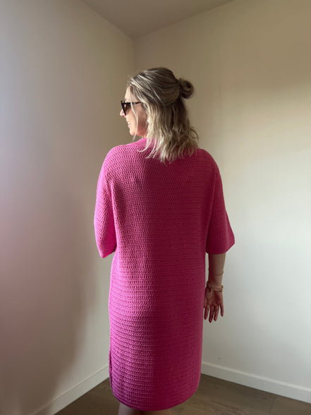 Gebreide jurk fuchsia