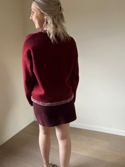 Suede skort burgundy