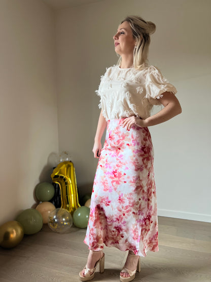 Pink floral skirt