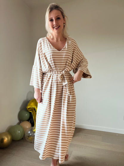 Striped dress beige