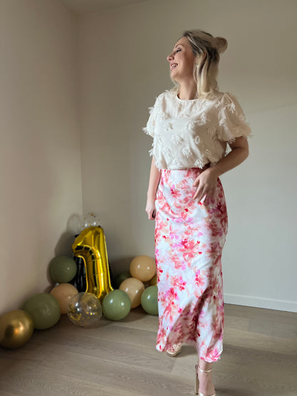 Pink floral skirt