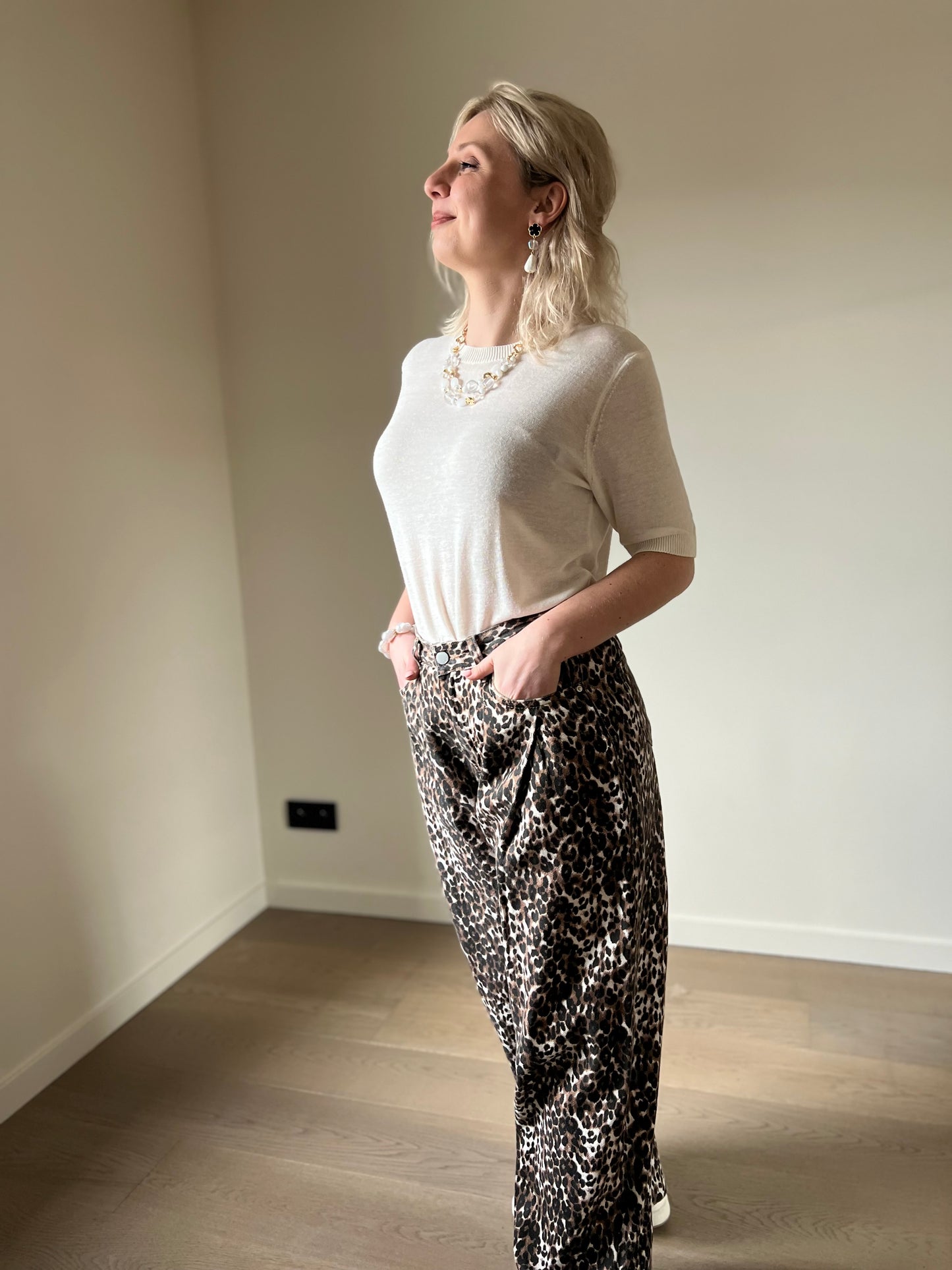 Leopard wide pants