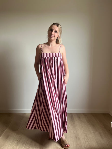 Siena Stripe Maxi Dress burgundy/pink