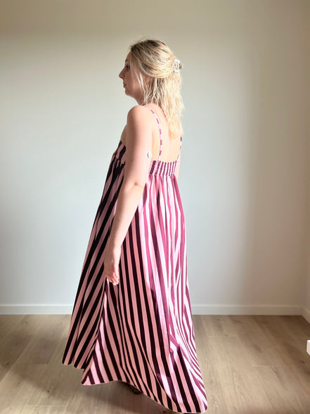 Siena Stripe Maxi Dress burgundy/pink
