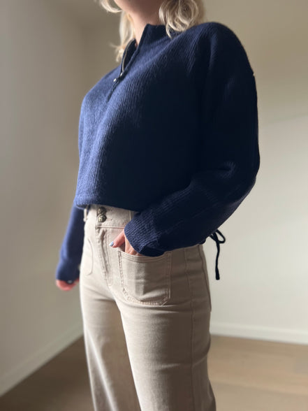 Cropped wijde broek beige