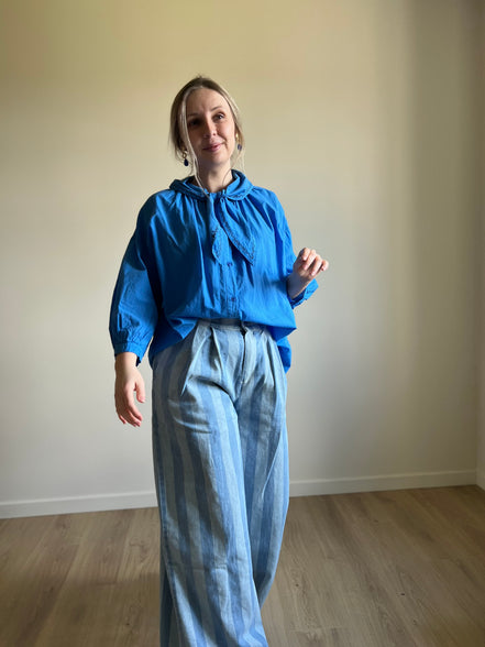 Sailor collar blouse blue