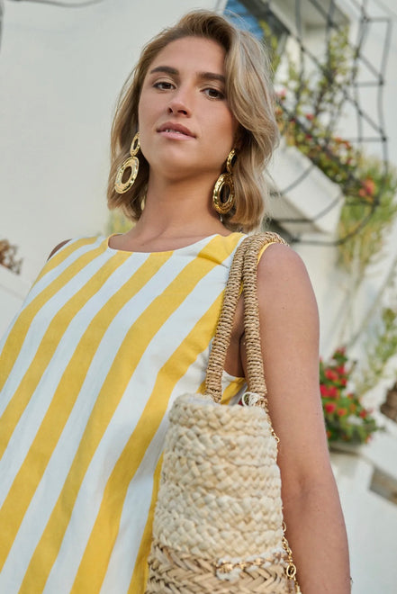 Yellow striped dress pre-order