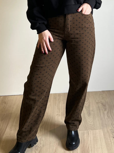 Polka dot brown pants