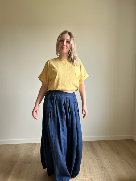Wide linen pants marine