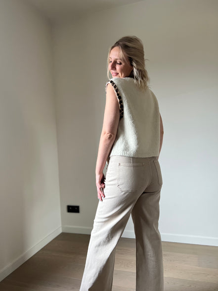 Cropped wijde broek beige