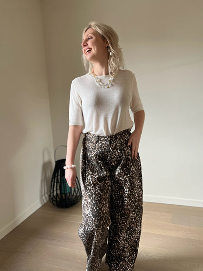 Leopard wide pants