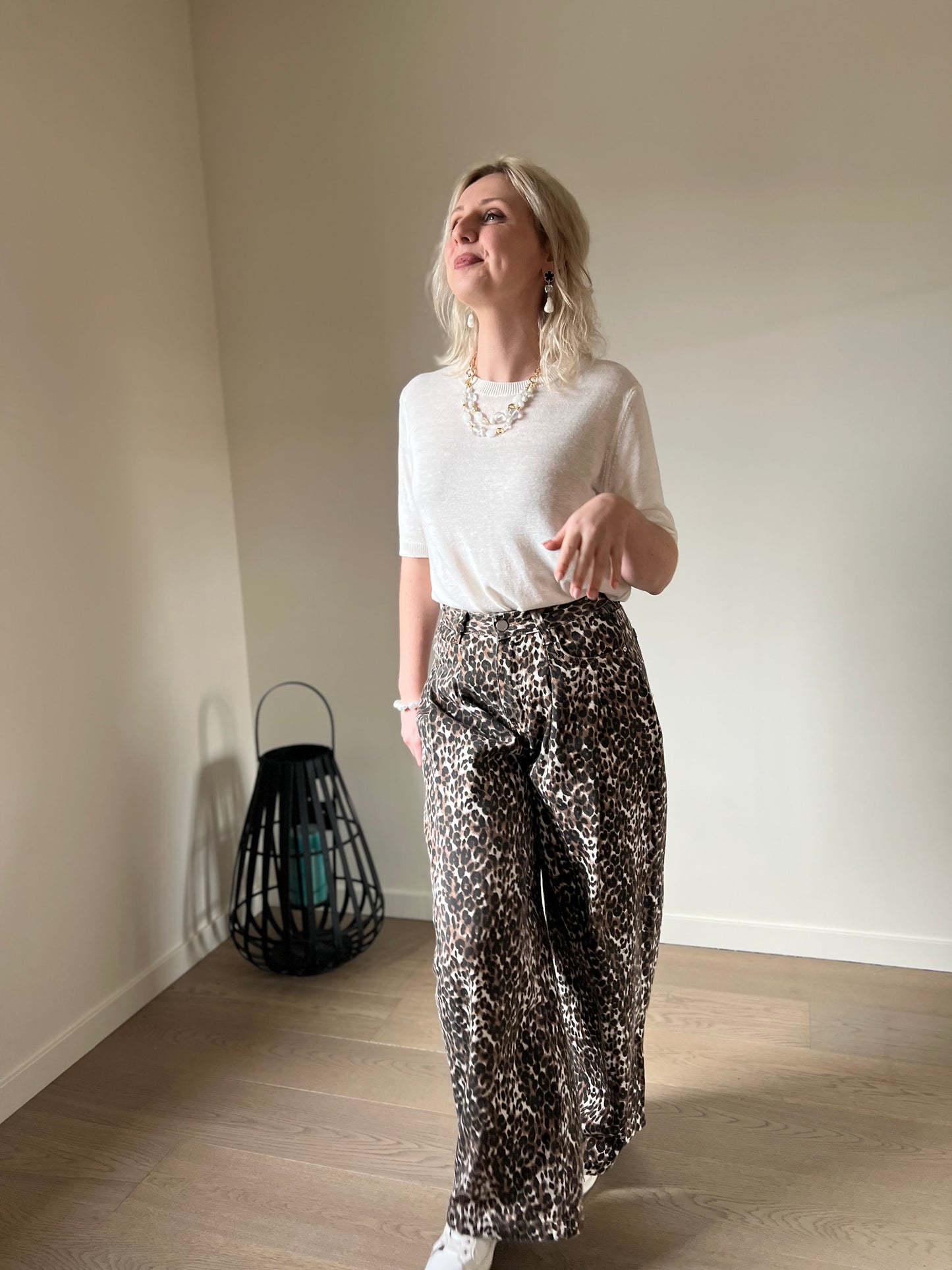 Leopard wide pants