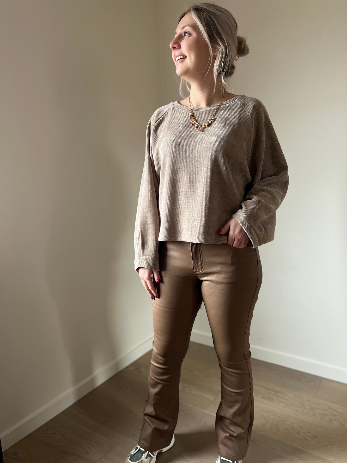 Amanda leren broek bruin