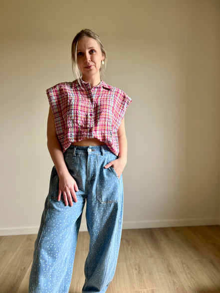 Barrel jeans polka dot
