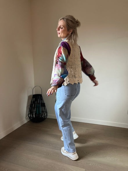 Crochet gilet beige