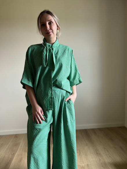 Vichy Bow Blouse green