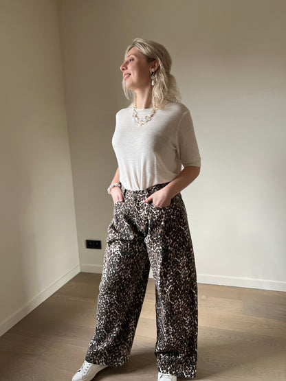 Leopard wide pants