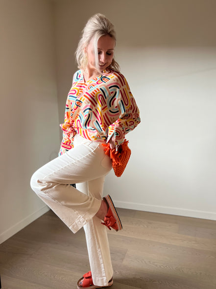 Louise cropped flaire broek ecru