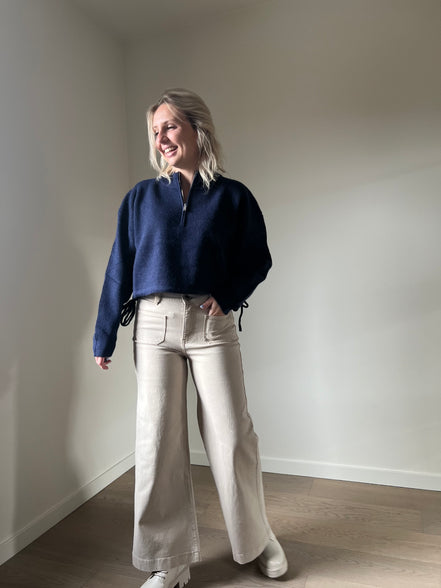 Cropped wijde broek beige