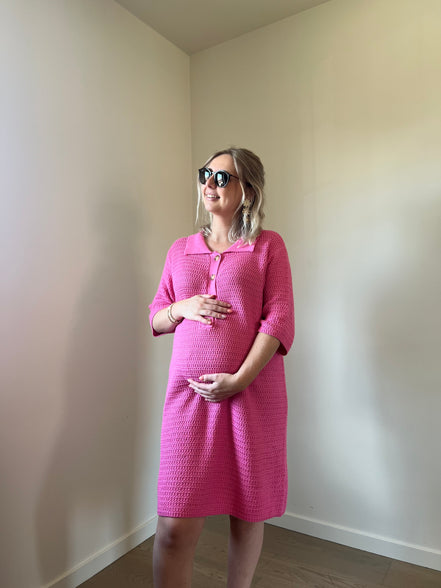 Gebreide jurk fuchsia