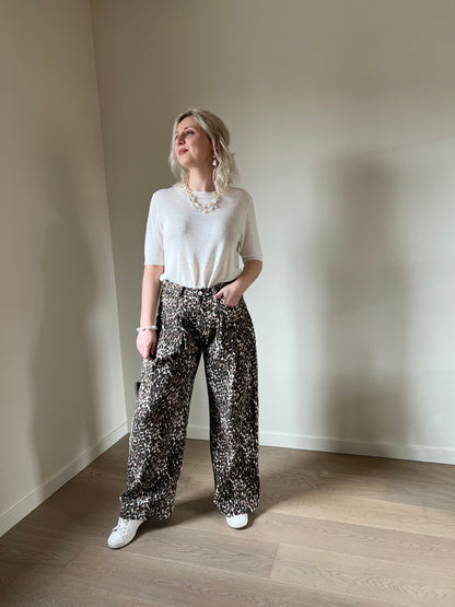 Leopard wide pants