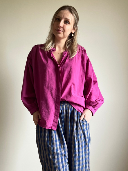 Flowy cotton blouse pink