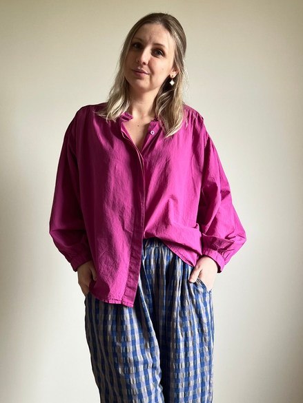 Flowy cotton blouse pink