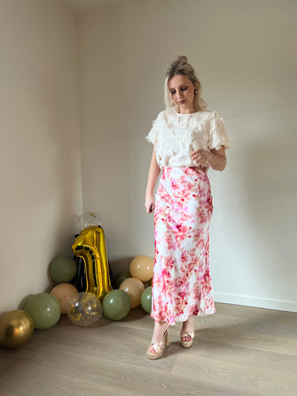 Pink floral skirt