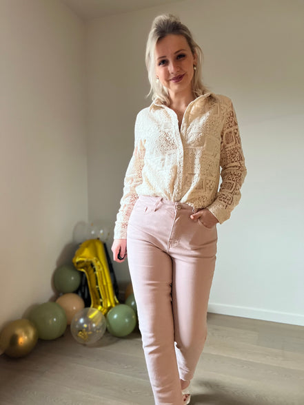 Lace shirt beige