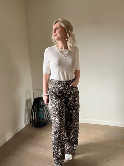 Leopard wide pants