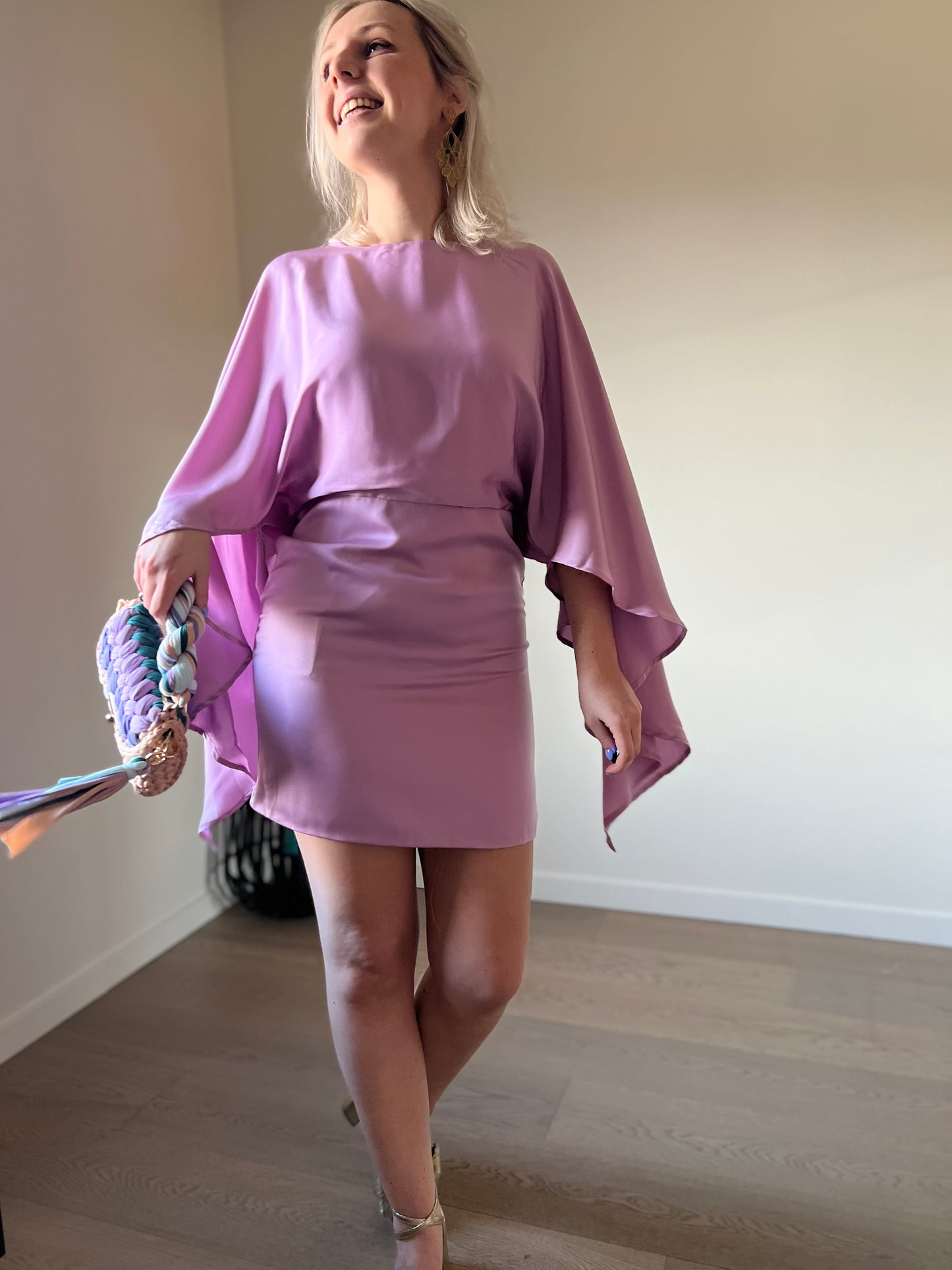 Satin dress lila