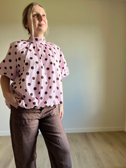 Polka Dot Blouse pink / brown