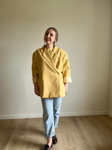 Oversized Checked Blazer yellow