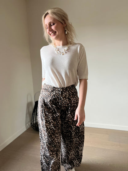 Leopard wide pants