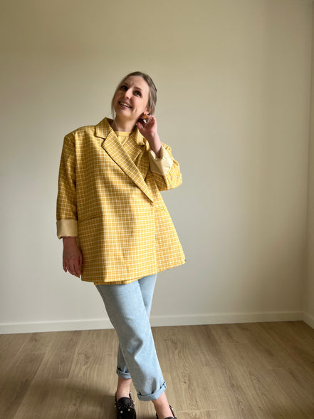 Oversized Checked Blazer yellow