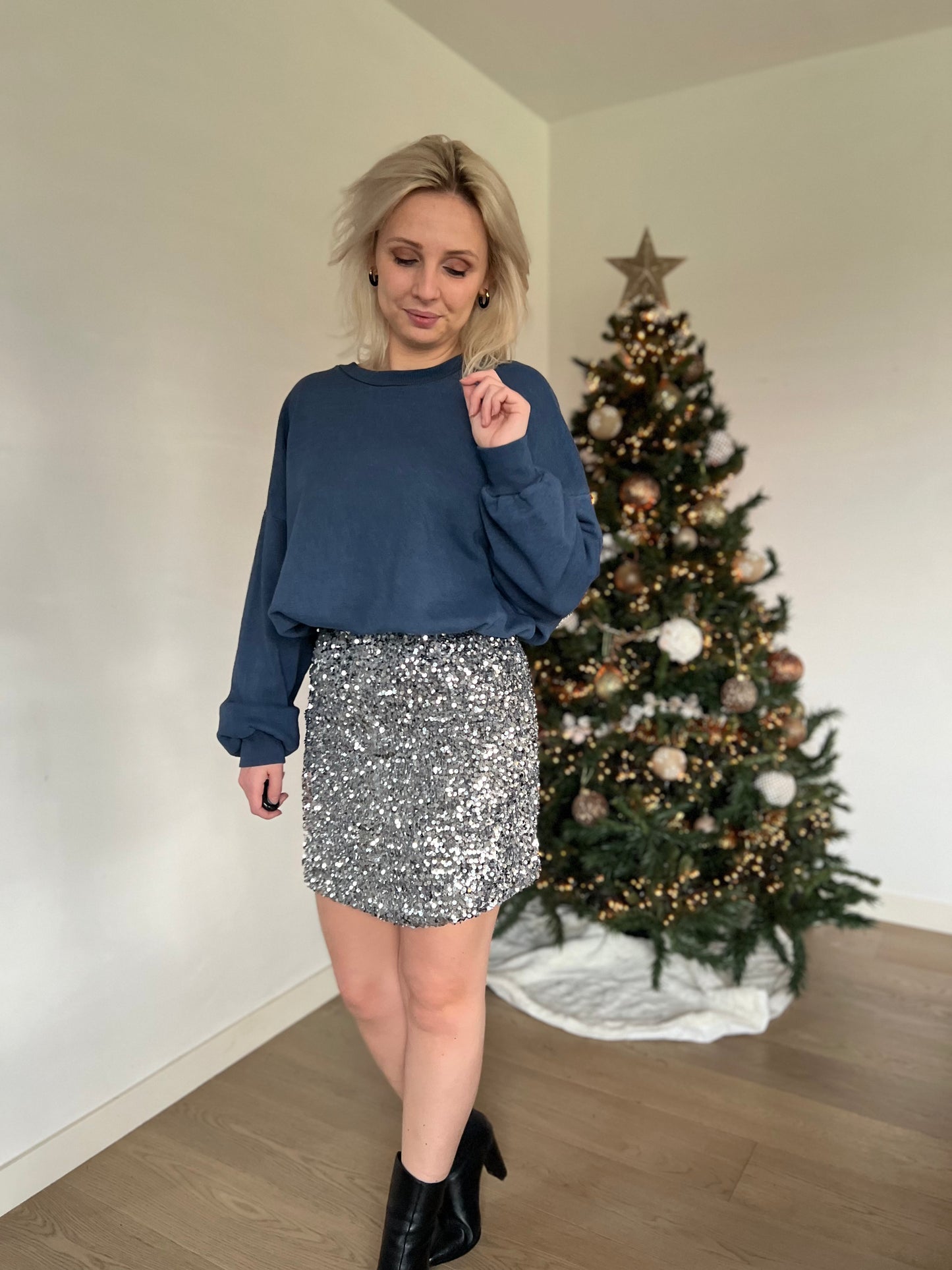 Sequin skirt grey