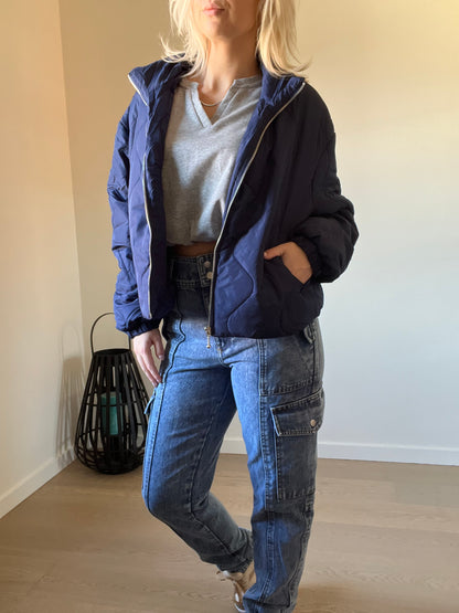 Blue puffer jacket