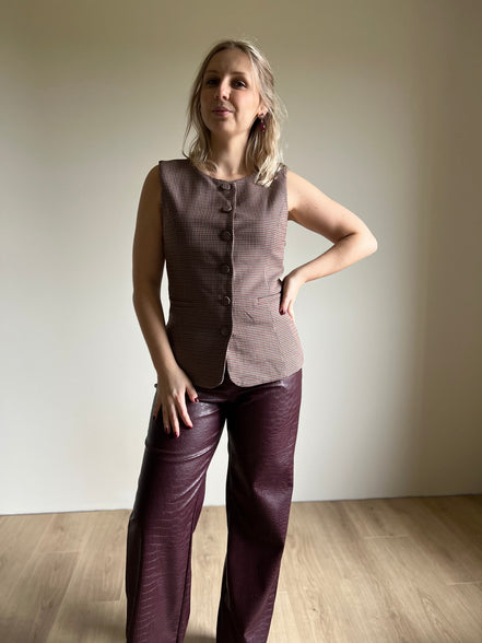 Faux leren broek bordeaux