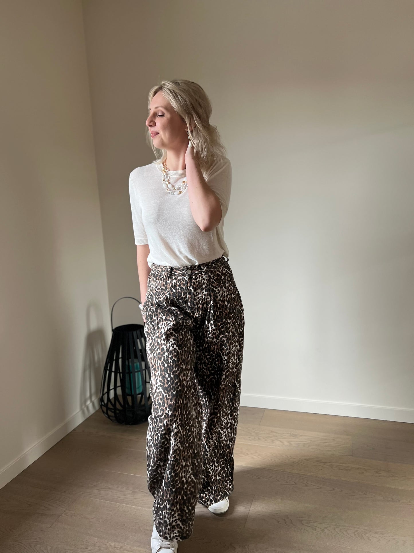 Leopard wide pants