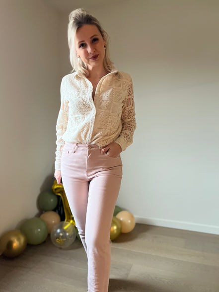 Lace shirt beige